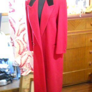 Vintage Charter Club Petites Size 10 Tomato Red Dbl Brsted All Wool Maxi Coat!